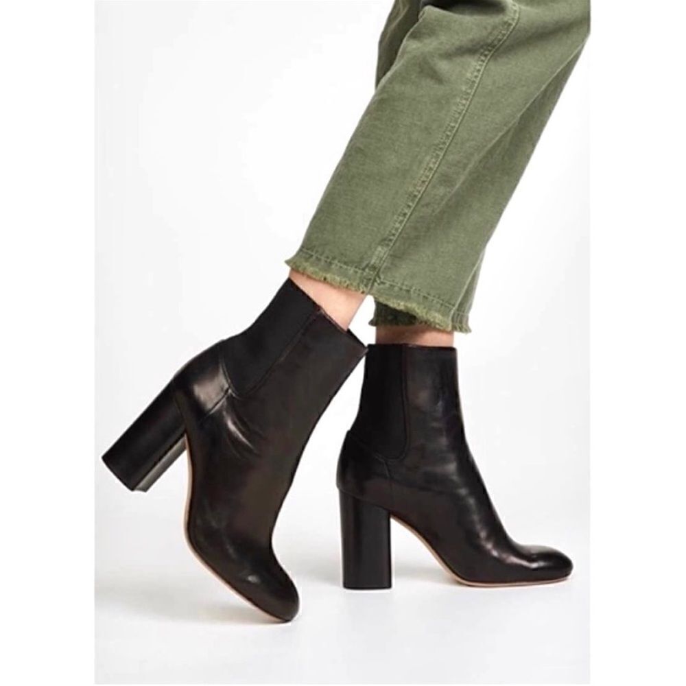 NWOB Rag & Bone Agnes Leather Heeled Ankle Booties in Black Italy size 40 US 10